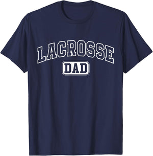 Lacrosse Dad Funny Athletic Lettering Fathers Day Coach T-Shirt - T-Shirt | Navy