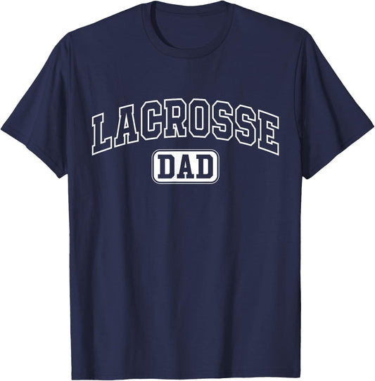 Lacrosse Dad Funny Athletic Lettering Fathers Day Coach T-Shirt - T-Shirt | Navy