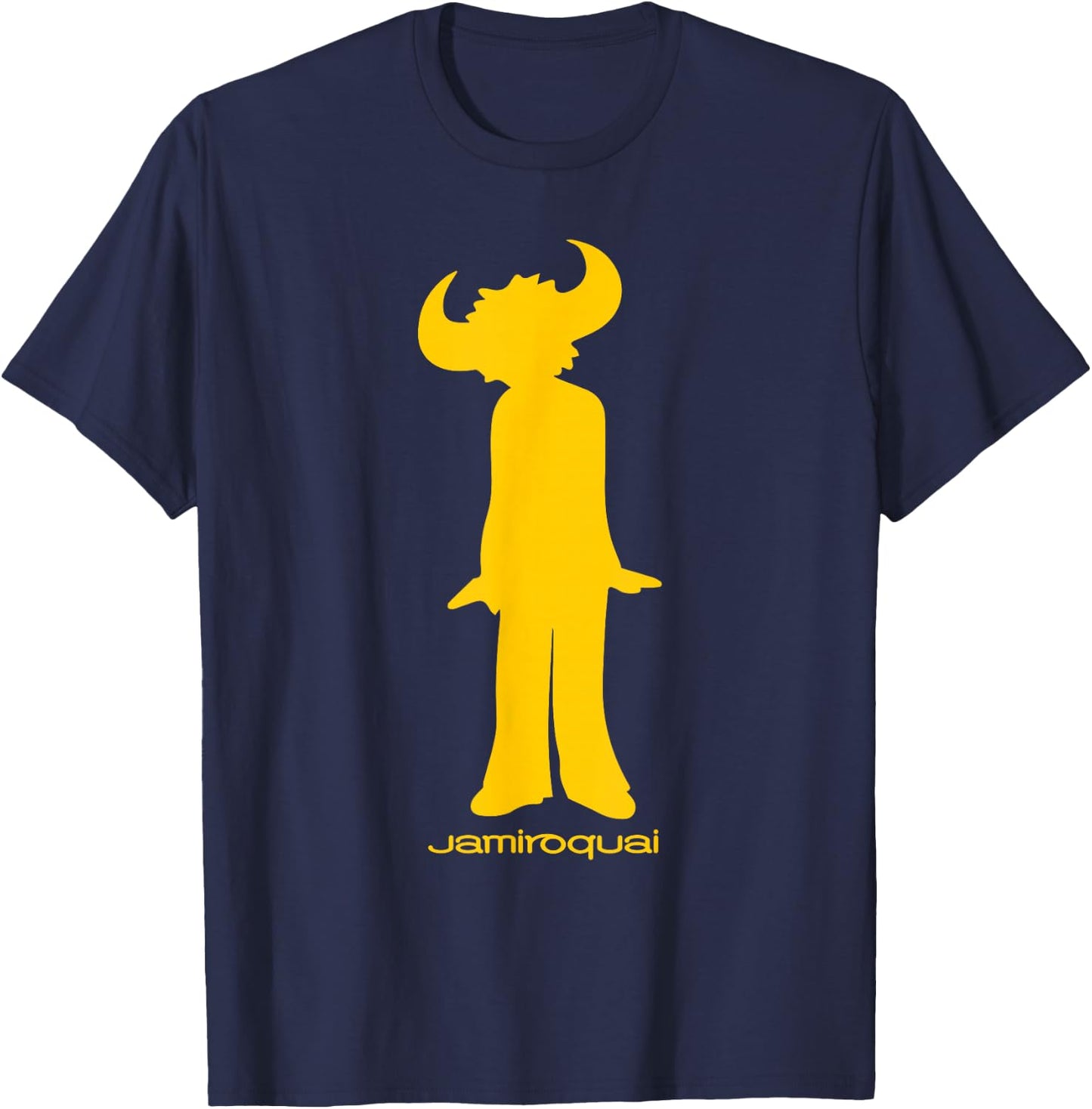 Jamiroquai Official Buffalo Yellow Logo T-Shirt - T-Shirt | Navy