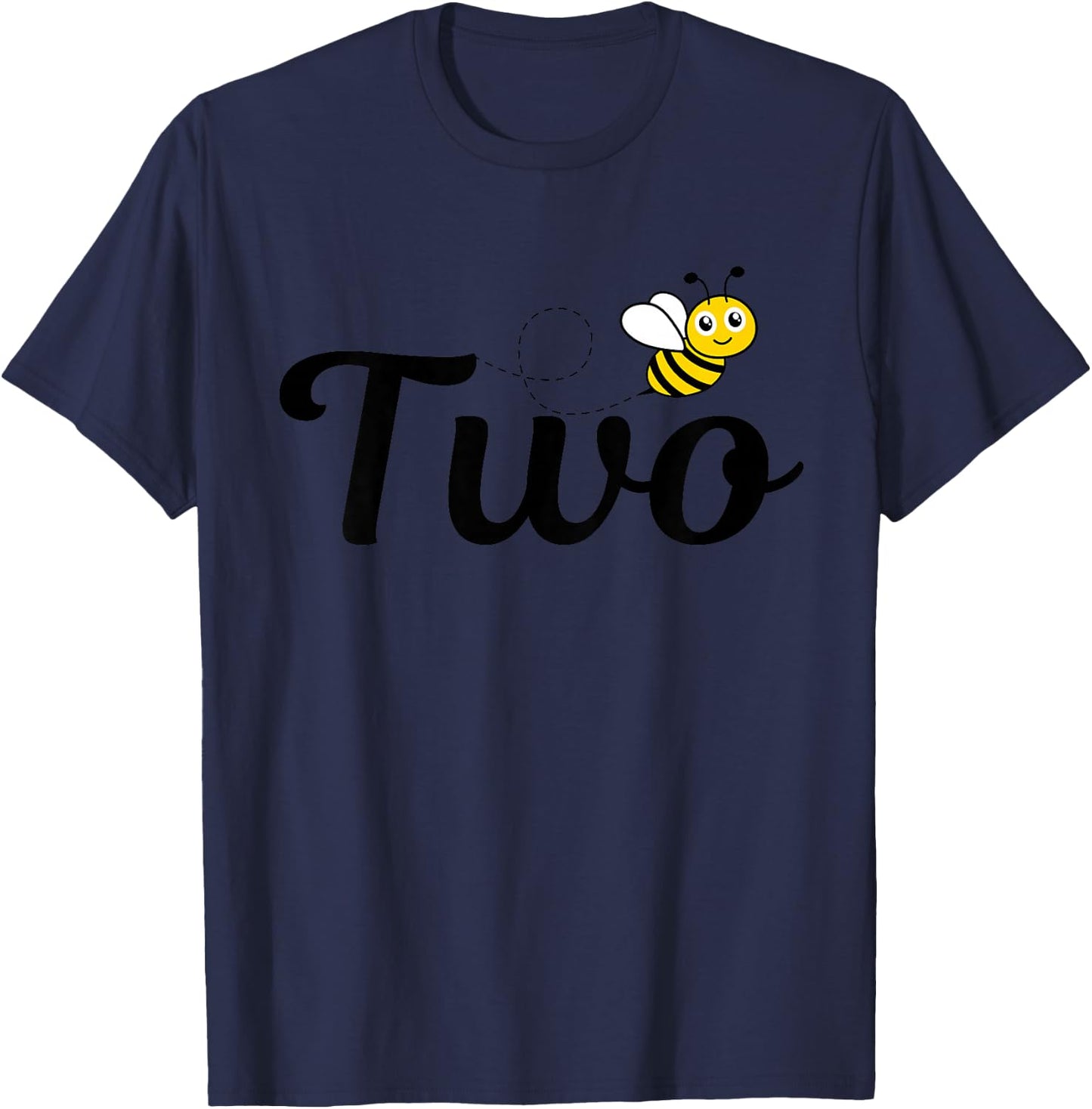 Kids Bee Two 2 Year Old Girl Bee Themed 2nd Birthday Kids Bee-day T-Shirt - T-Shirt | Navy