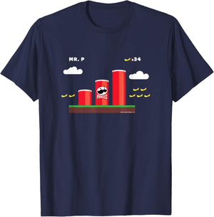 Pringles Gaming Mr P Pipe Platformer Parody , Blue, S T-Shirt - T-Shirt | Navy