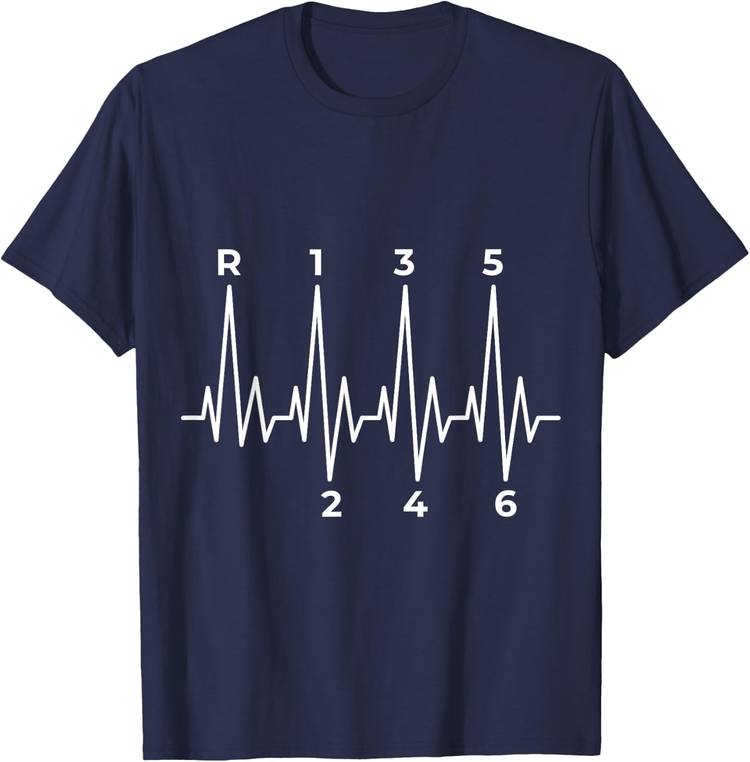 6 Speed Heart Line Gear Shift Knob T-Shirt - T-Shirt | Navy