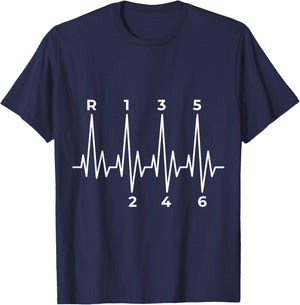 6 Speed Heart Line Gear Shift Knob T-Shirt - T-Shirt | Navy