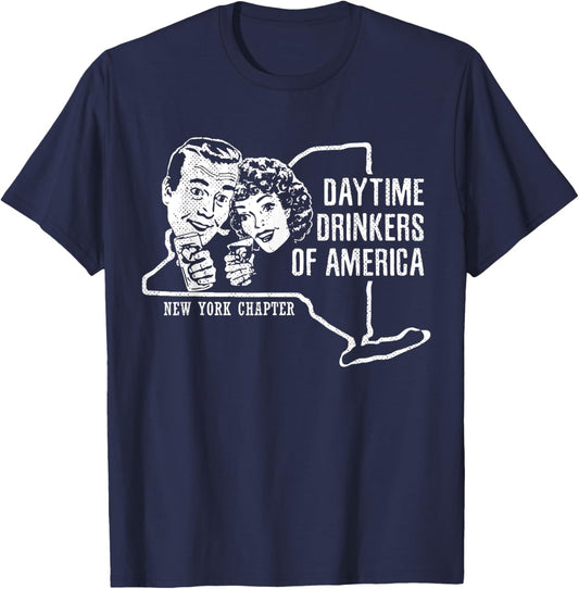 New York Day Drinking Shirt Beer Wine Drinker Alcohol Gift T-Shirt - T-Shirt | Navy