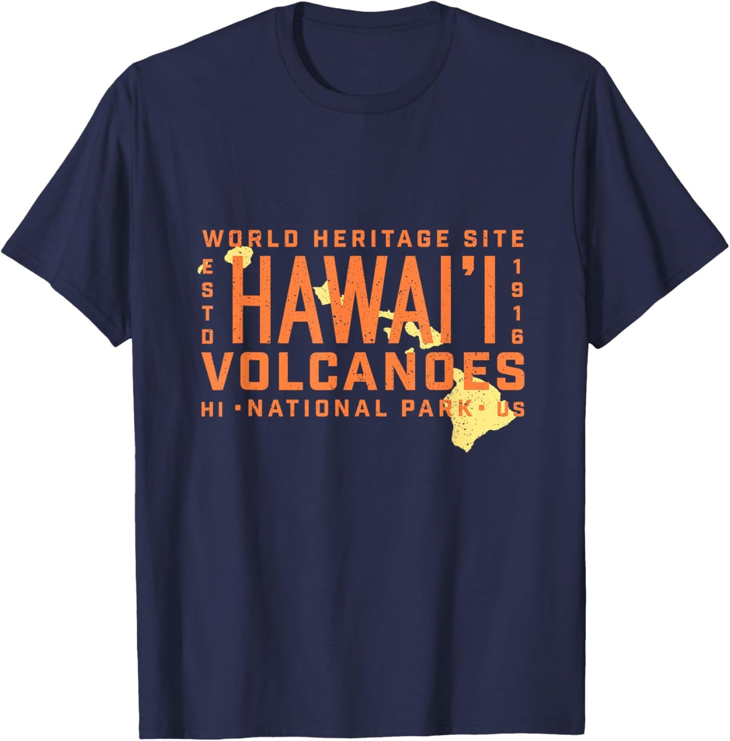 Hawaii Islands Travel Map Hawaii Volcanoes National Park T-Shirt - T-Shirt | Navy