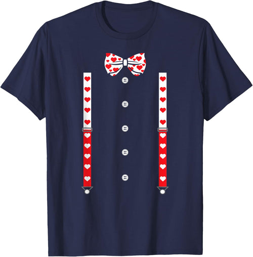 Heart Bow Tie and Braces Cupid Valentine's Day Costume , black