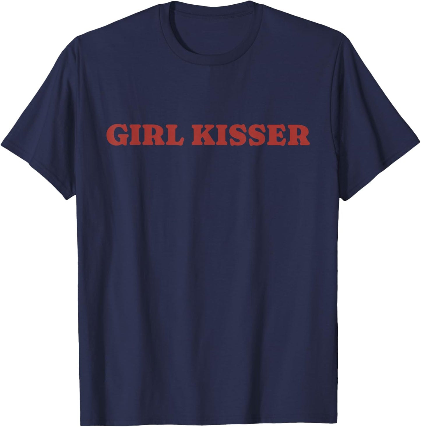 Groovy Funny Girl Kisser Heart Love Lesbians Ally LGBT Pride T-Shirt - T-Shirt | Navy