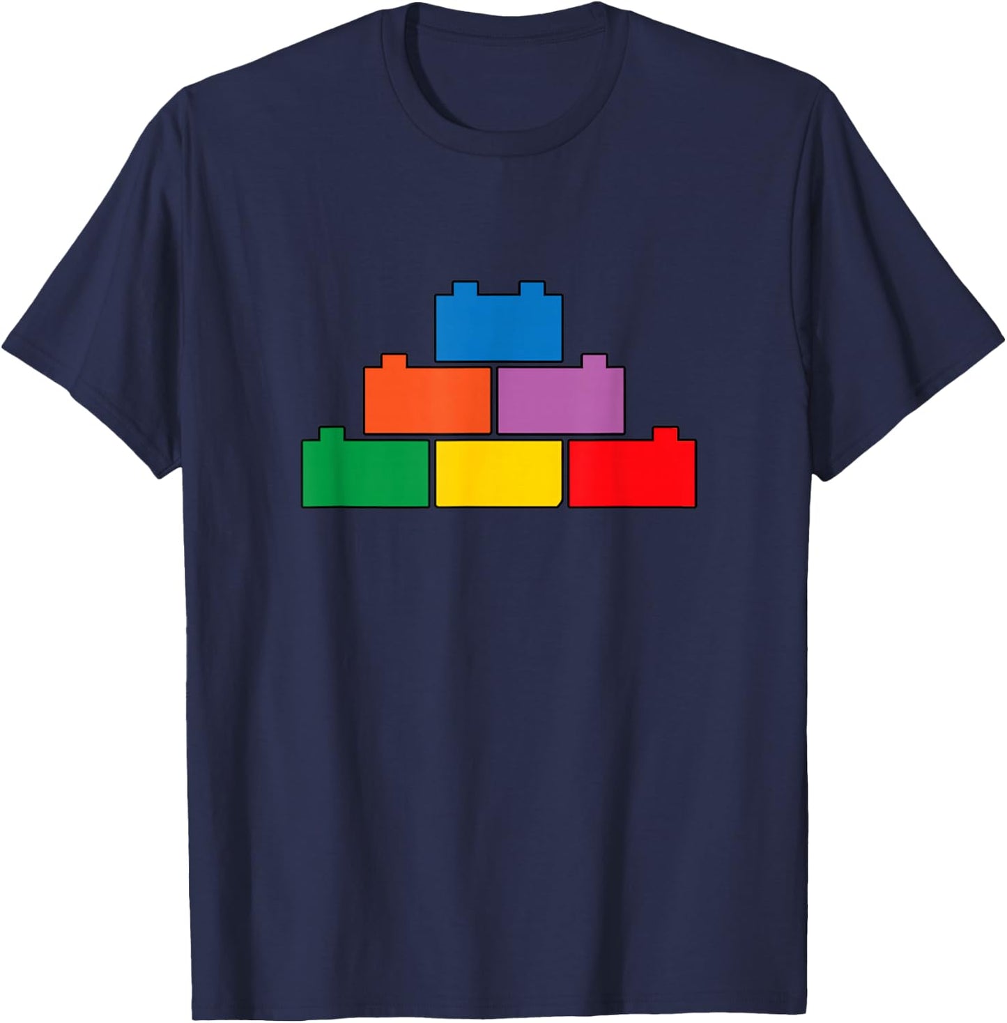 Brick Builder Funny Building Blocks for Boys , Black, S T-Shirt - T-Shirt | Navy