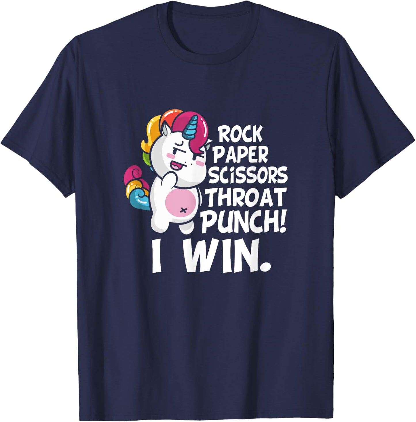 Rock Paper Scissors Throat Punch I Win Unicorn Outfit T-Shirt - T-Shirt | Navy