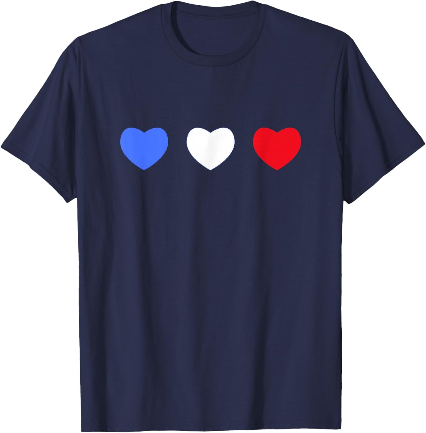 France cœurs tricolores drapeau bleu blanc rouge T-Shirt - T-Shirt | Navy