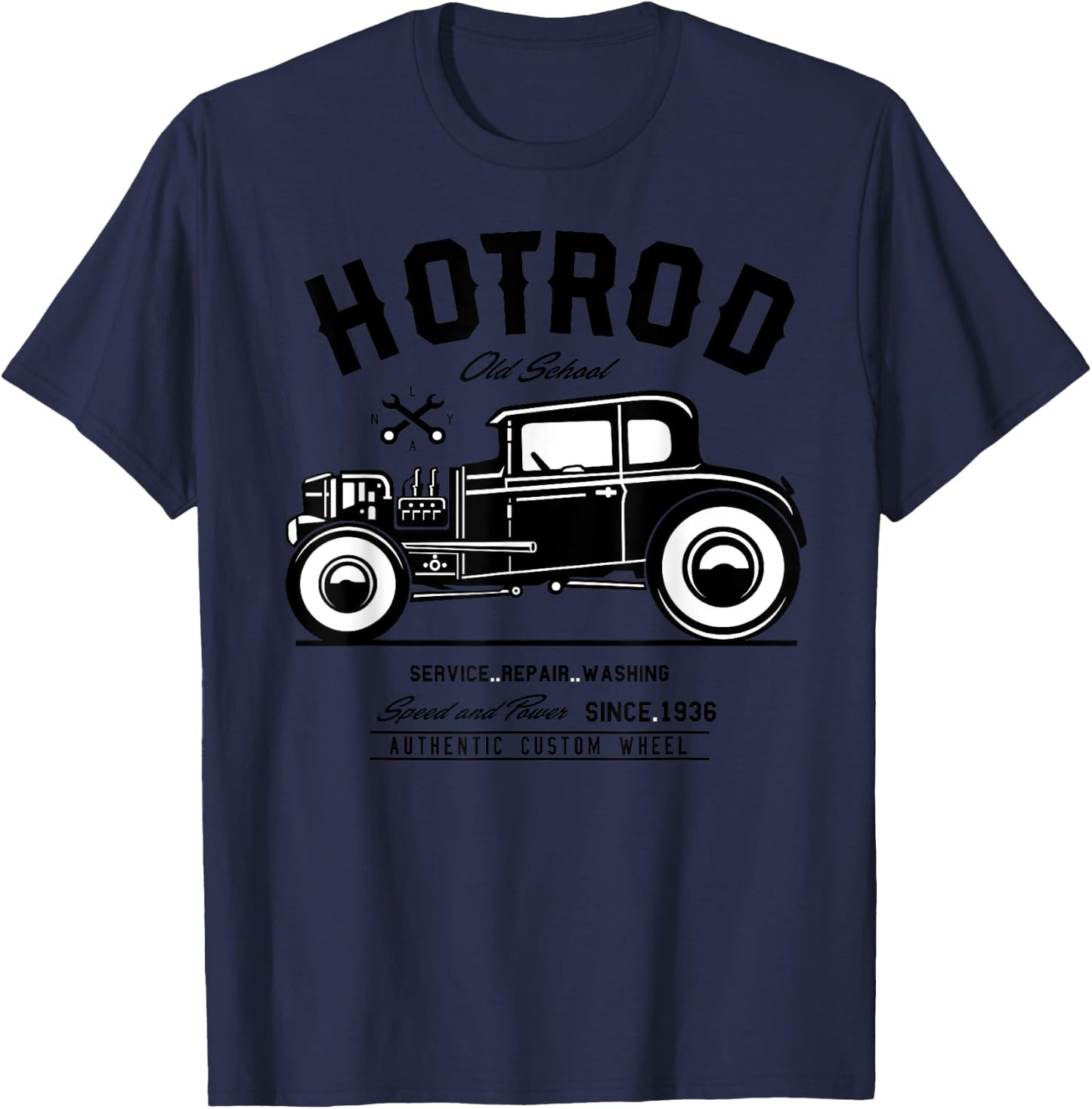 Vintage Hot Rod Old School Speed and Power Shirt T-Shirt - T-Shirt | Navy