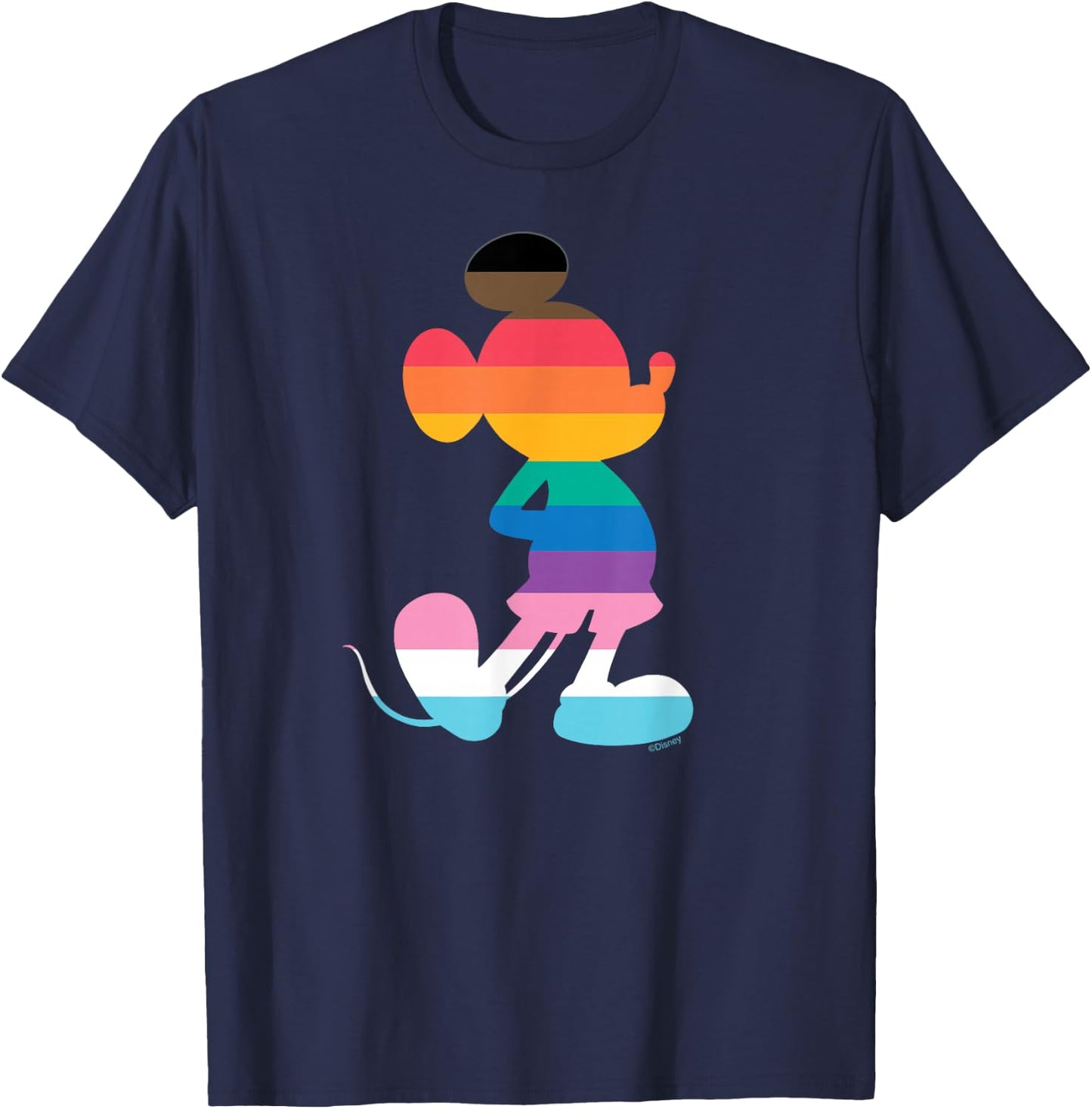 Disney Mickey Mouse Pride Inclusive Pose Rainbow Icon Fill T-Shirt - T-Shirt | Navy