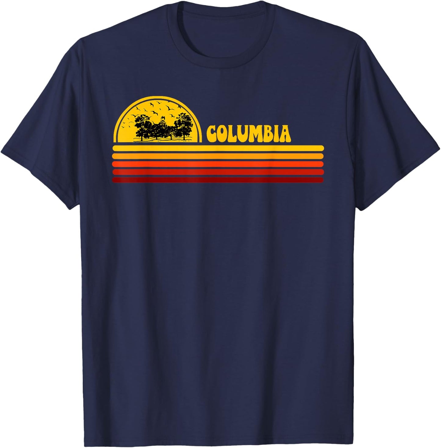 Columbia Vintage Sunset Logo Retro City , black T-Shirt - T-Shirt | Navy