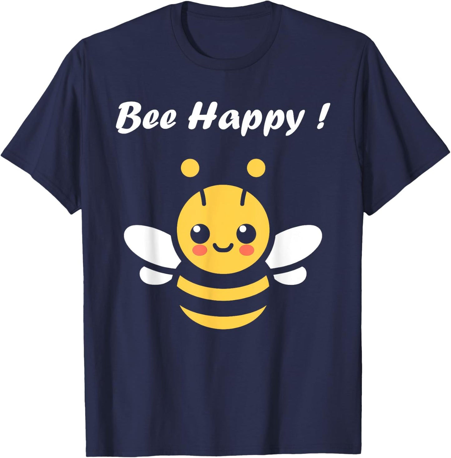 Cute Little Bee Funny Minimalist Bee Happy , Black, S T-Shirt - T-Shirt | Navy