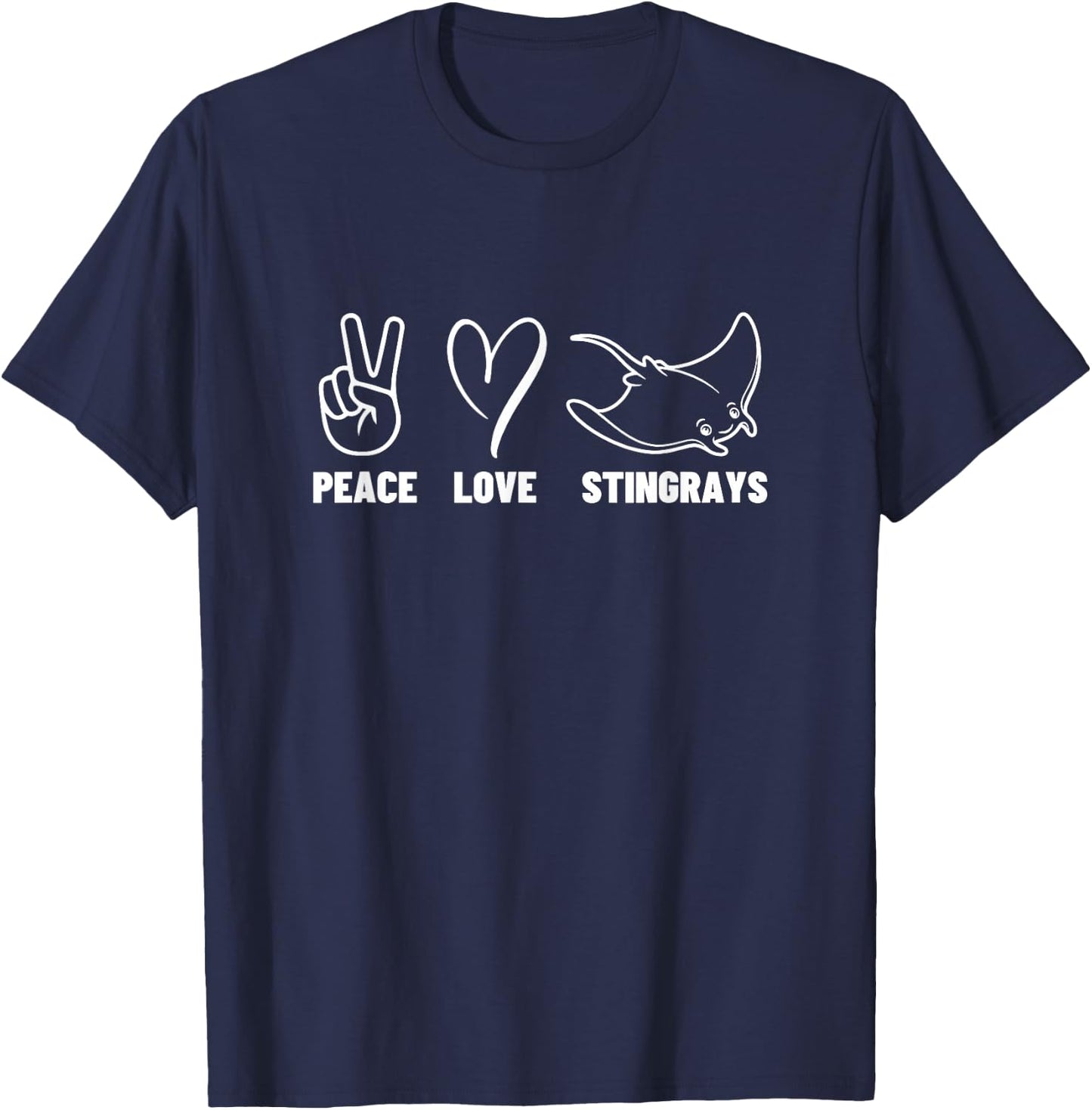 Peace Love Stingrays Men Women Cute Stingray T-Shirt - T-Shirt | Navy