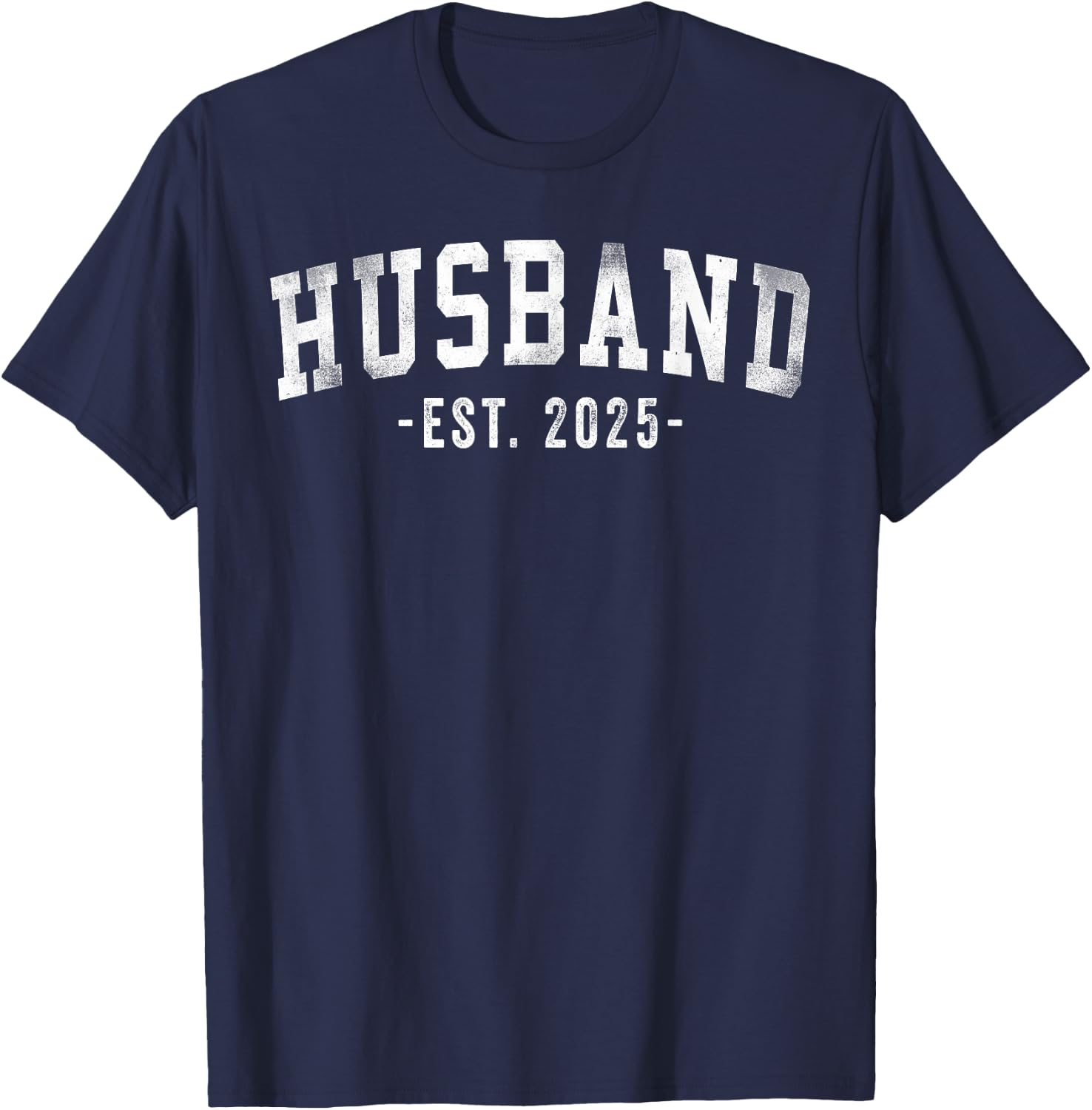 Husband Est 2025 Just Married Honeymoon Classic Bold Font T-Shirt - T-Shirt | Navy