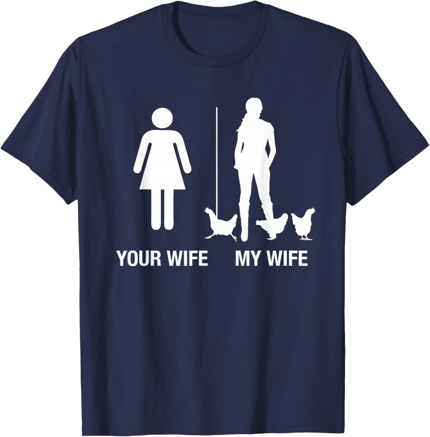 Your Wife My Wife Chicken Lady Farmer Husband Gift T-Shirt - T-Shirt | Navy