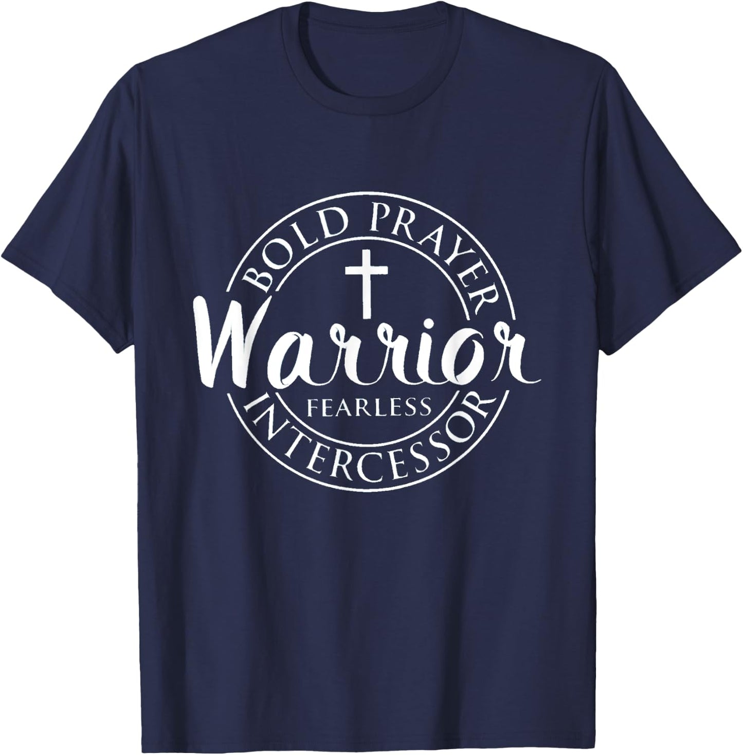 Prayer Warrior Black -Adults , Small, Short Sleeve, Religious Theme T-Shirt - T-Shirt | Navy