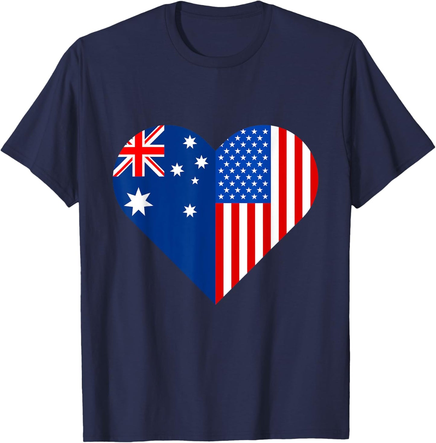 USA Australia Flag Shape Matching Couple Aussie Men Women T-Shirt - T-Shirt | Navy
