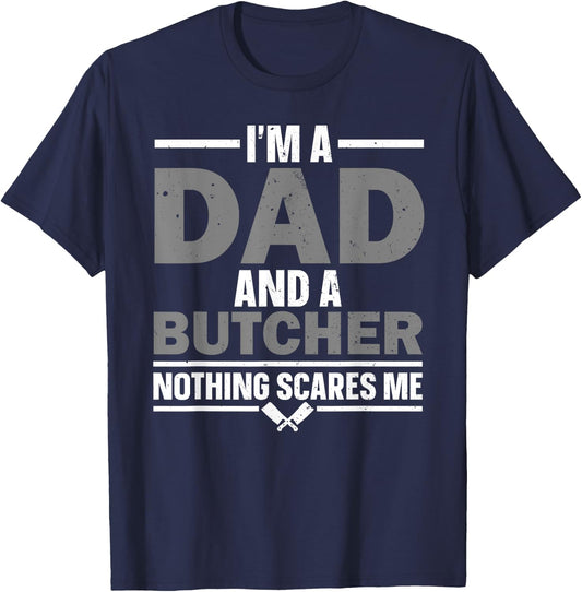 Funny Butcher Art Dad Meat Cutter Butchery Butcher T-Shirt - T-Shirt | Navy