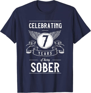 Sobriety Recovery Anniversary 7 Years Sober T-Shirt - T-Shirt | Navy