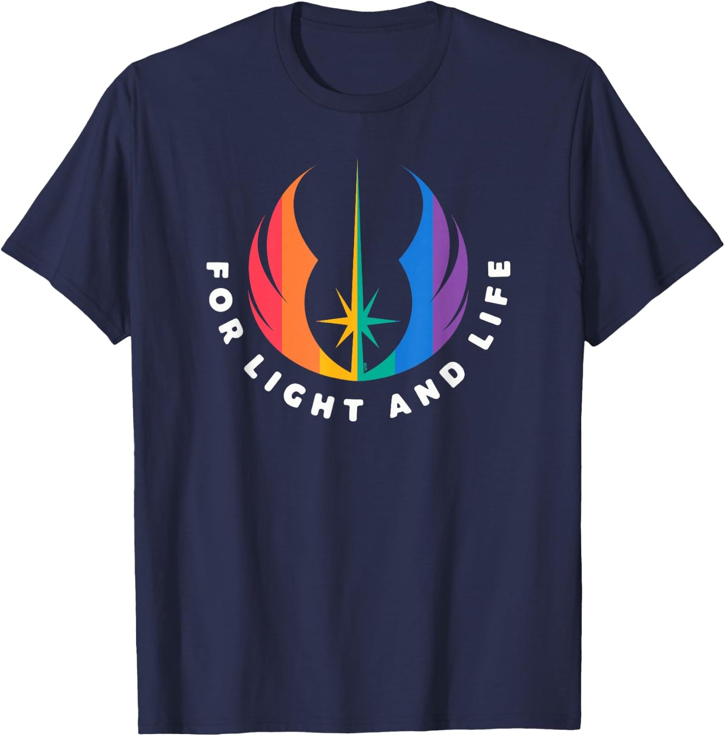 Star Wars Pride Rainbow Jedi Order Symbol For Light and Life T-Shirt - T-Shirt | Navy