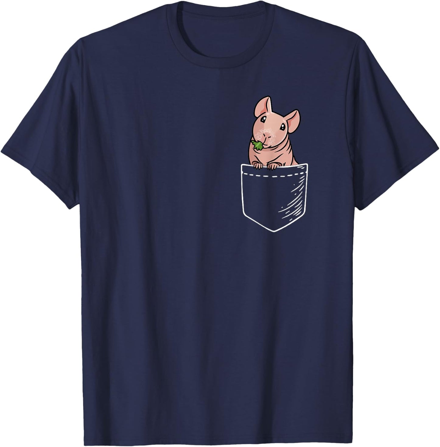 Funny Kawaii Kids Pet Pocket Hairless Guinea Pig Lover T-Shirt - T-Shirt | Navy