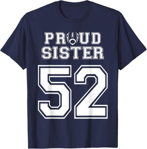Custom Proud Football Sister Number 52 Personalized Women T-Shirt - T-Shirt | Navy