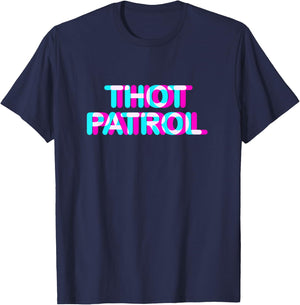 Thot Patrol Funny Meme Anaglyph Style T-Shirt - T-Shirt | Navy
