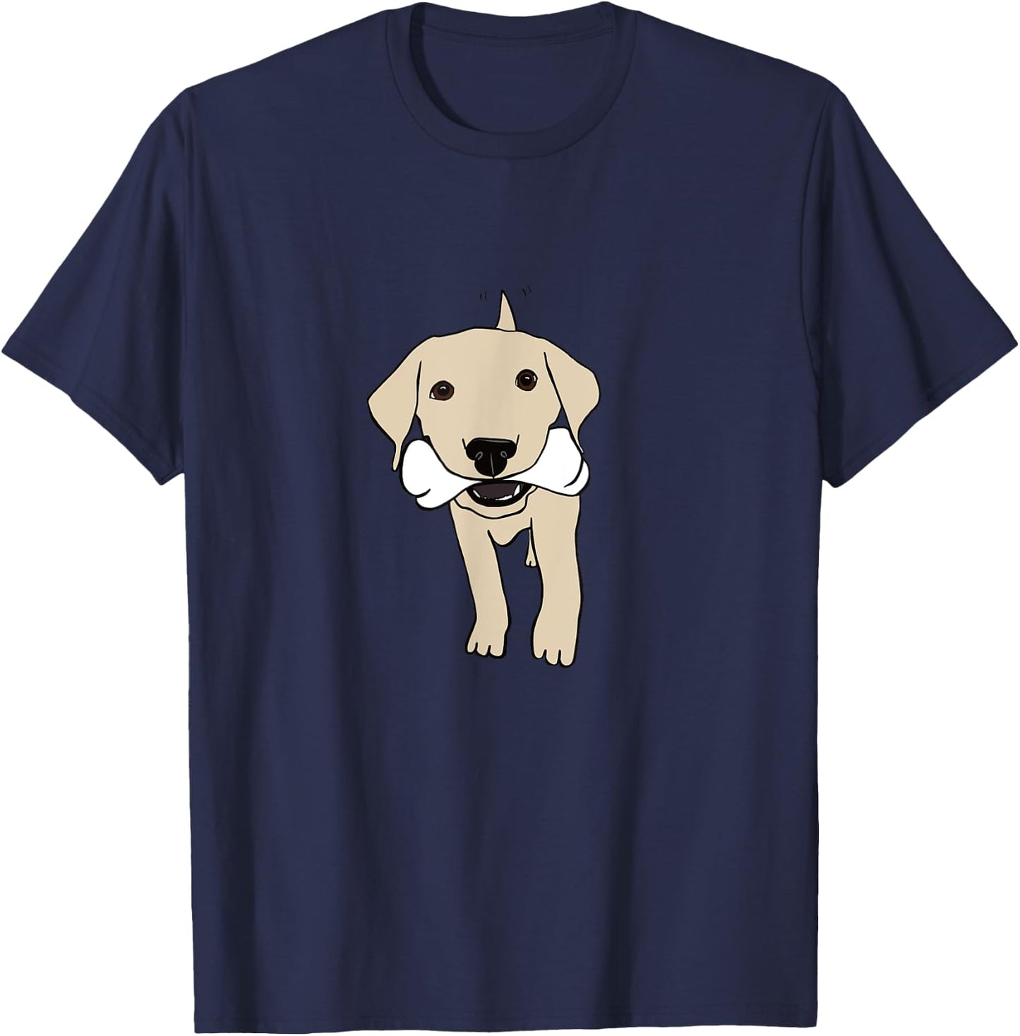 Yellow Labrador Retriever Puppy With Bone Lab Lover Gift T-Shirt - T-Shirt | Navy