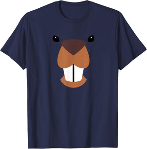 Beaver Face Halloween Costume Matching Kids Toddler Baby 5T T-Shirt - T-Shirt | Navy