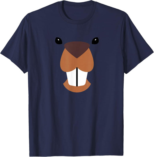 Beaver Face Halloween Costume Matching Kids Toddler Baby 5T T-Shirt - T-Shirt | Navy