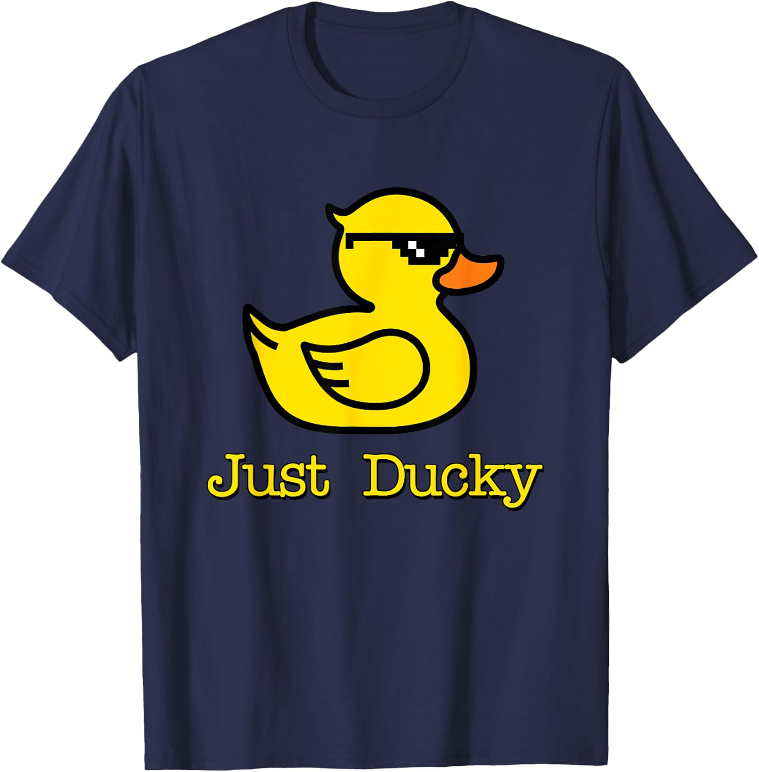Just Ducky Cool Rubber Yellow Duck Childish Graphic Design T-Shirt - T-Shirt | Navy