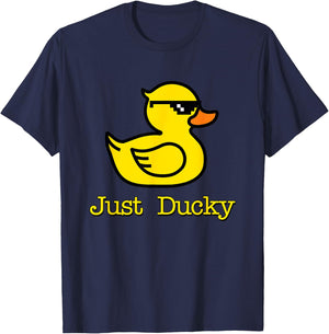 Just Ducky Cool Rubber Yellow Duck Childish Graphic Design T-Shirt - T-Shirt | Navy