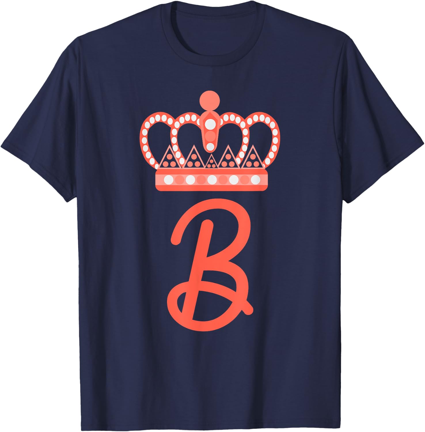 Queen B Bee Letter B Crown Alphabet Monogram Bride Bee Lover T-Shirt - T-Shirt | Navy