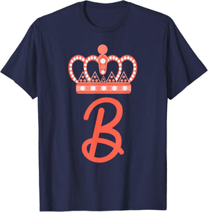 Queen B Bee Letter B Crown Alphabet Monogram Bride Bee Lover T-Shirt - T-Shirt | Navy
