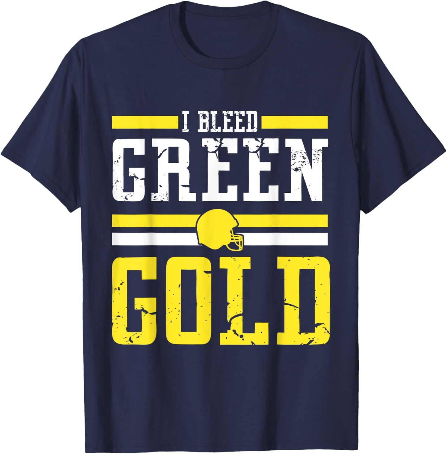 I Bleed Green and Gold Cool Player Team Costume T-Shirt - T-Shirt | Navy