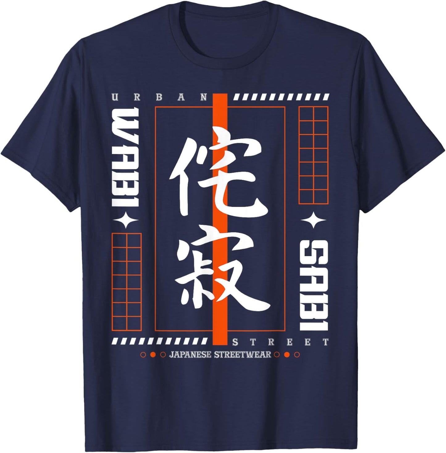 Japanese Mordern Vintage Graphical Art Traditional Men Women T-Shirt - T-Shirt | Navy