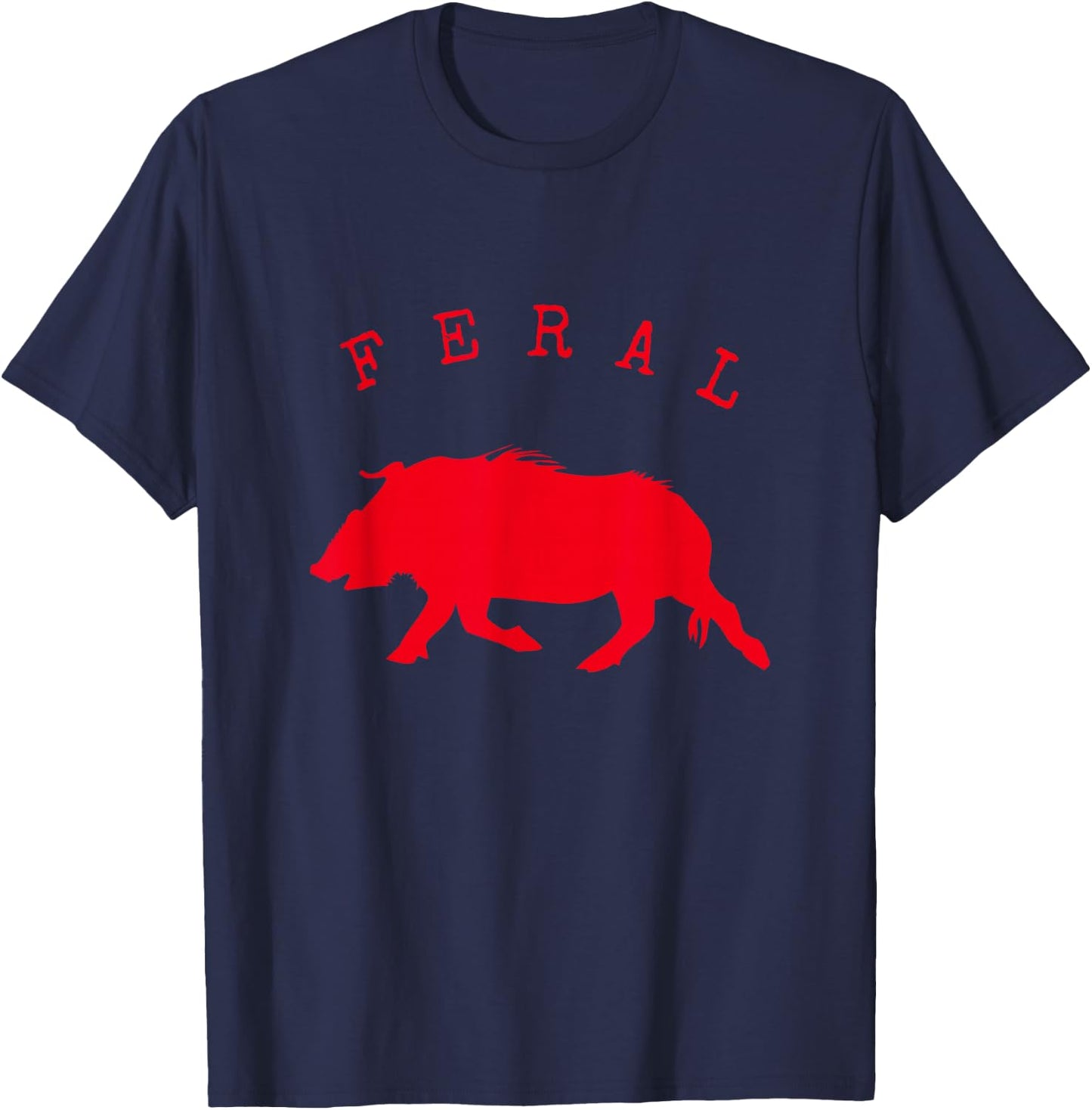 Ampersand & Co. Feral Hog -Adult , Black, Small, Short Sleeve, Modern Animal Print, Crew Collar, T Back, Gift, Casual, Machine Wash T-Shirt - T-Shirt | Navy