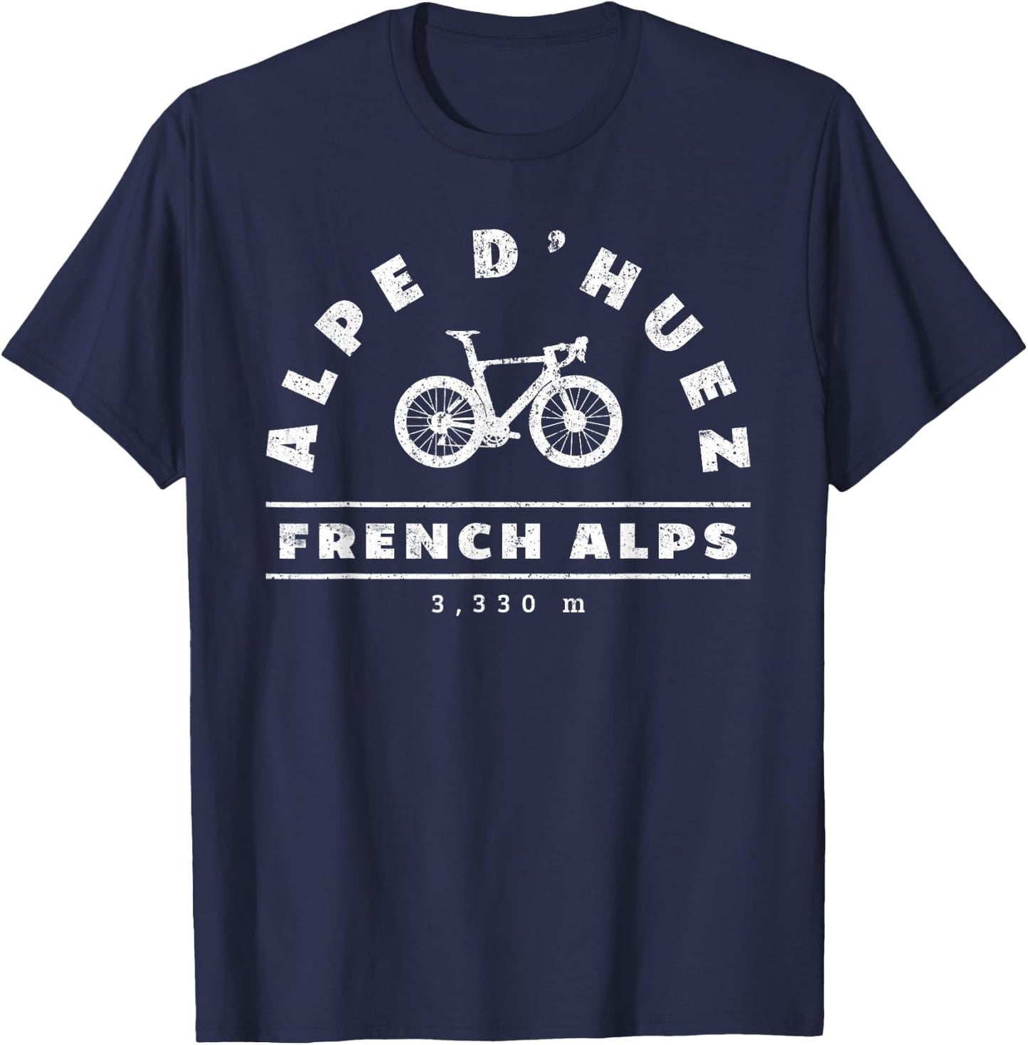 Alpe d'Huez French Alps Cylists Bike Themed Cycling Bicycle T-Shirt - T-Shirt | Navy