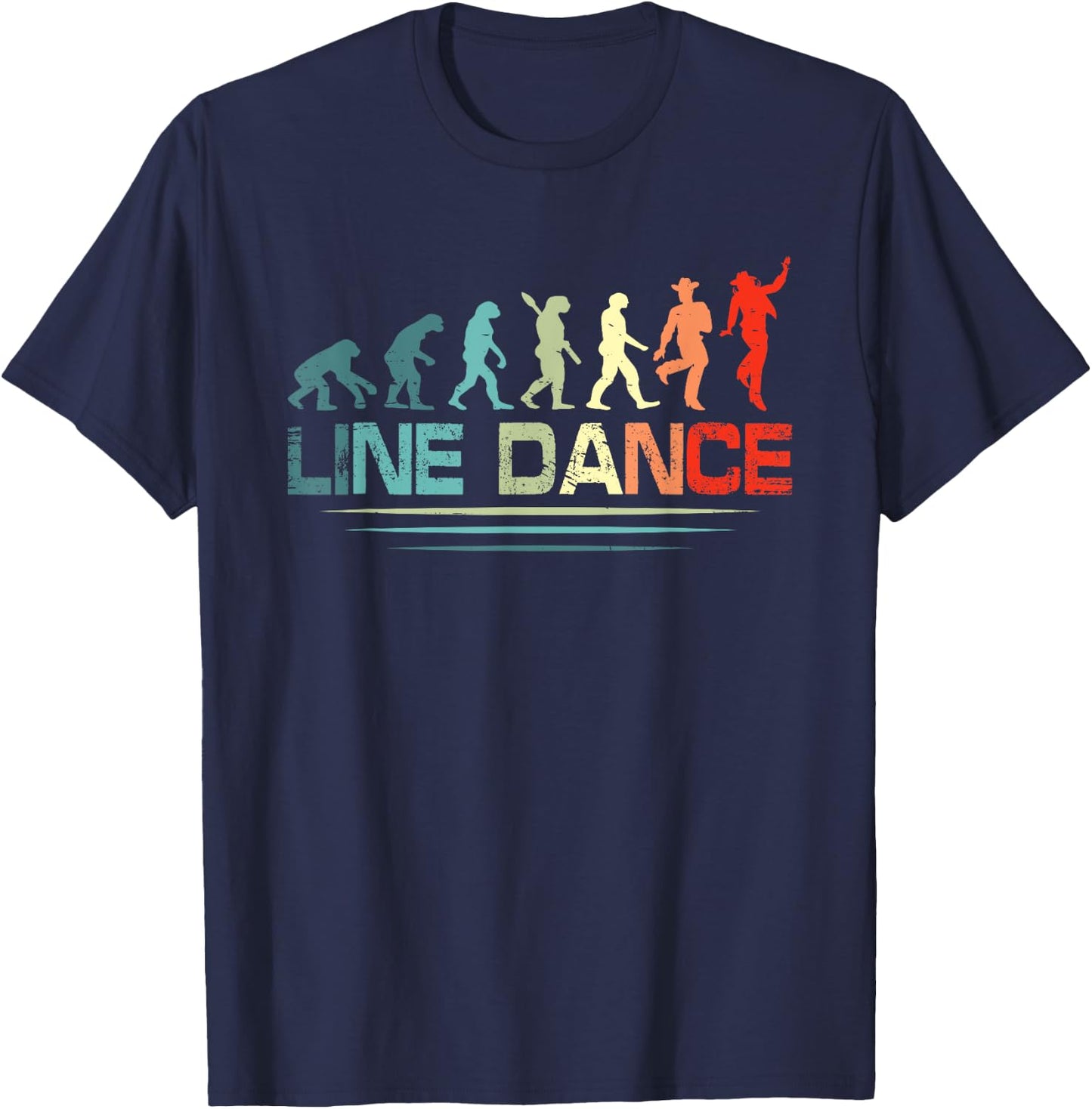 Line Dance Evolution Line Dancing Funny Line Dancer , black T-Shirt - T-Shirt | Navy