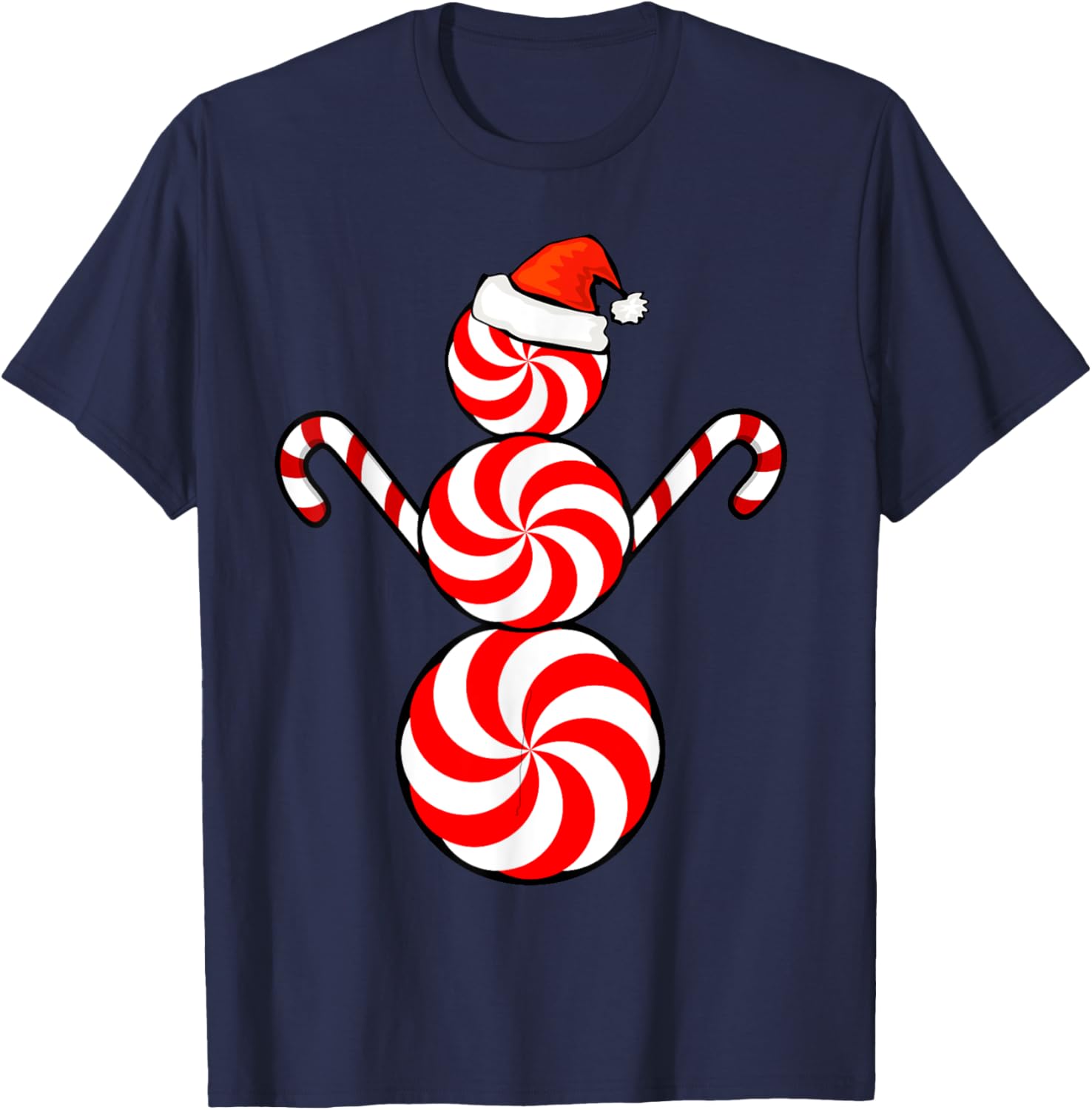 Funny Christmas Shirts Peppermint Candy Snowman T-Shirt - T-Shirt | Navy