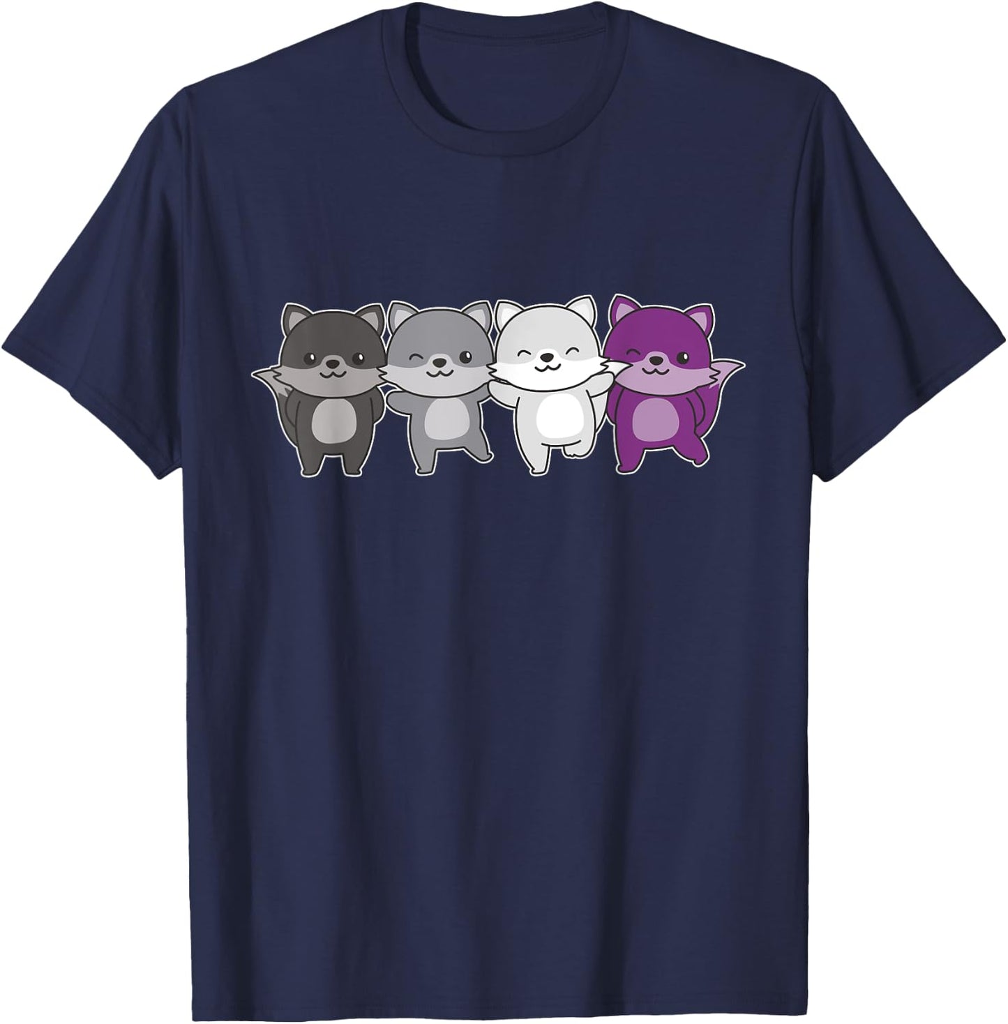 Asexual Flag Pride Lgbtq Asexual Fox T-Shirt - T-Shirt | Navy
