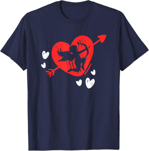 Love Couple Valentine's Day Heart Cupid Relationship Romantic Couple , black T-Shirt - T-Shirt | Navy