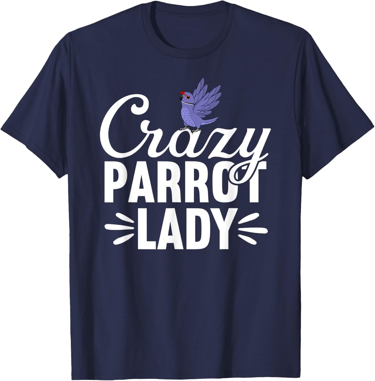 Crazy Parrot Lady | Violet Indian Ringneck T-Shirt - T-Shirt | Navy