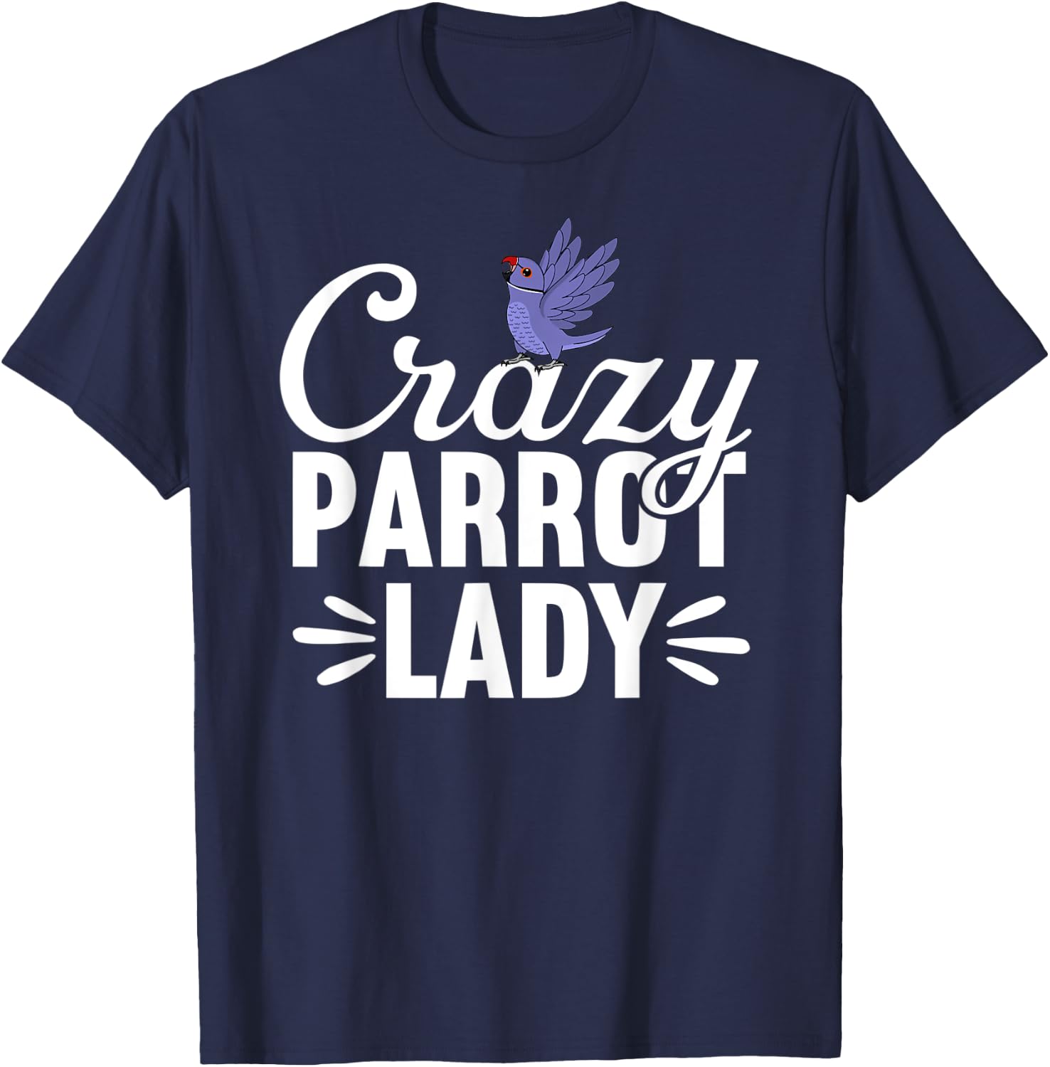 Crazy Parrot Lady | Violet Indian Ringneck T-Shirt - T-Shirt | Navy