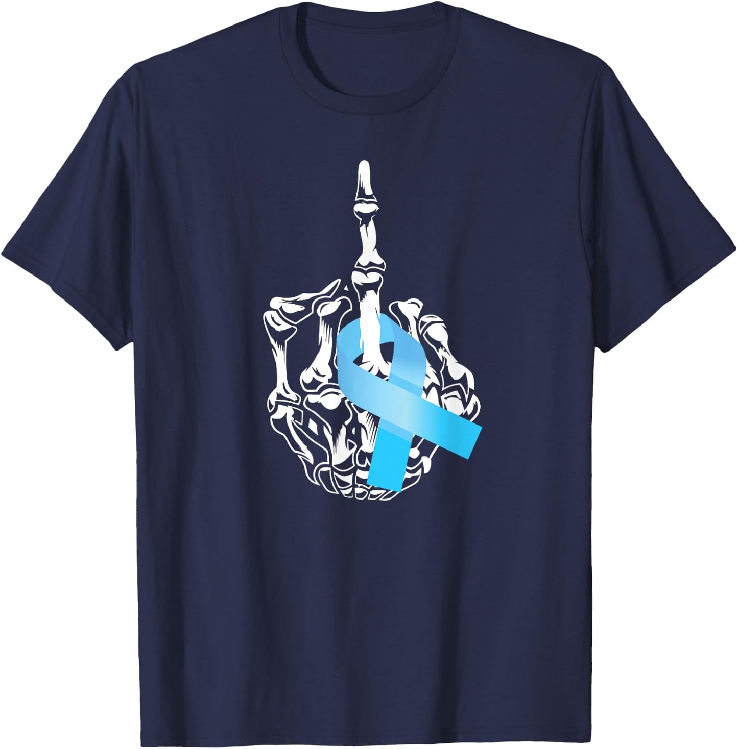 Fuck Prostate Cancer Middle Finger Prostate Cancer Awareness T-Shirt - T-Shirt | Navy