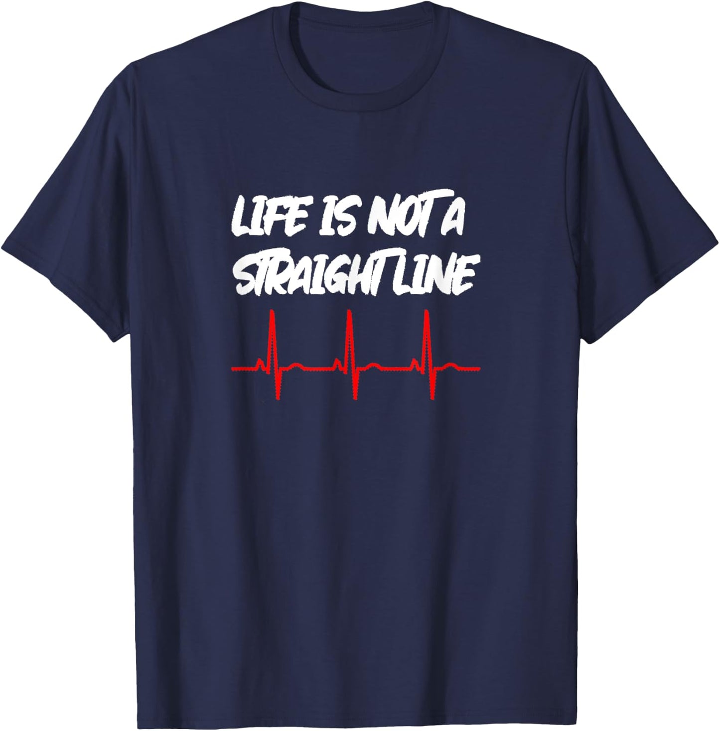 Life Is Not A Straight Line - ECG Edition T-Shirt - T-Shirt | Navy