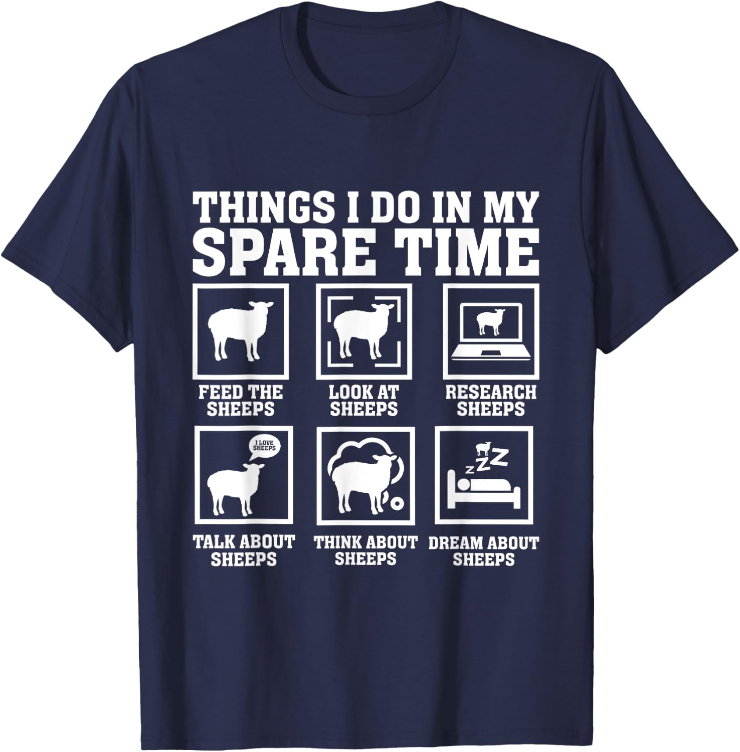 Things I Do In My Spare Time Sheeps funny sheep Lover sheep T-Shirt - T-Shirt | Navy