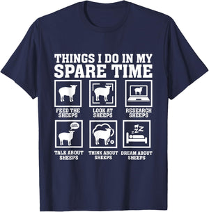 Things I Do In My Spare Time Sheeps funny sheep Lover sheep T-Shirt - T-Shirt | Navy